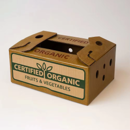Custom Certified Organic Fruits & Vegetables Boxes with Handle & Vent Holes (Produce Packaging)