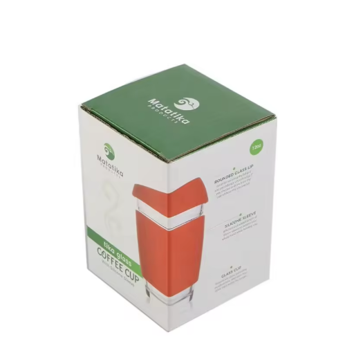 Recyclable Matte-laminated Branded Corrugated Box for Glass Coffee Cup with Silicone Sleeve